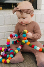 Cocoa | Organic Thermal Smocked Headband: 0-12m