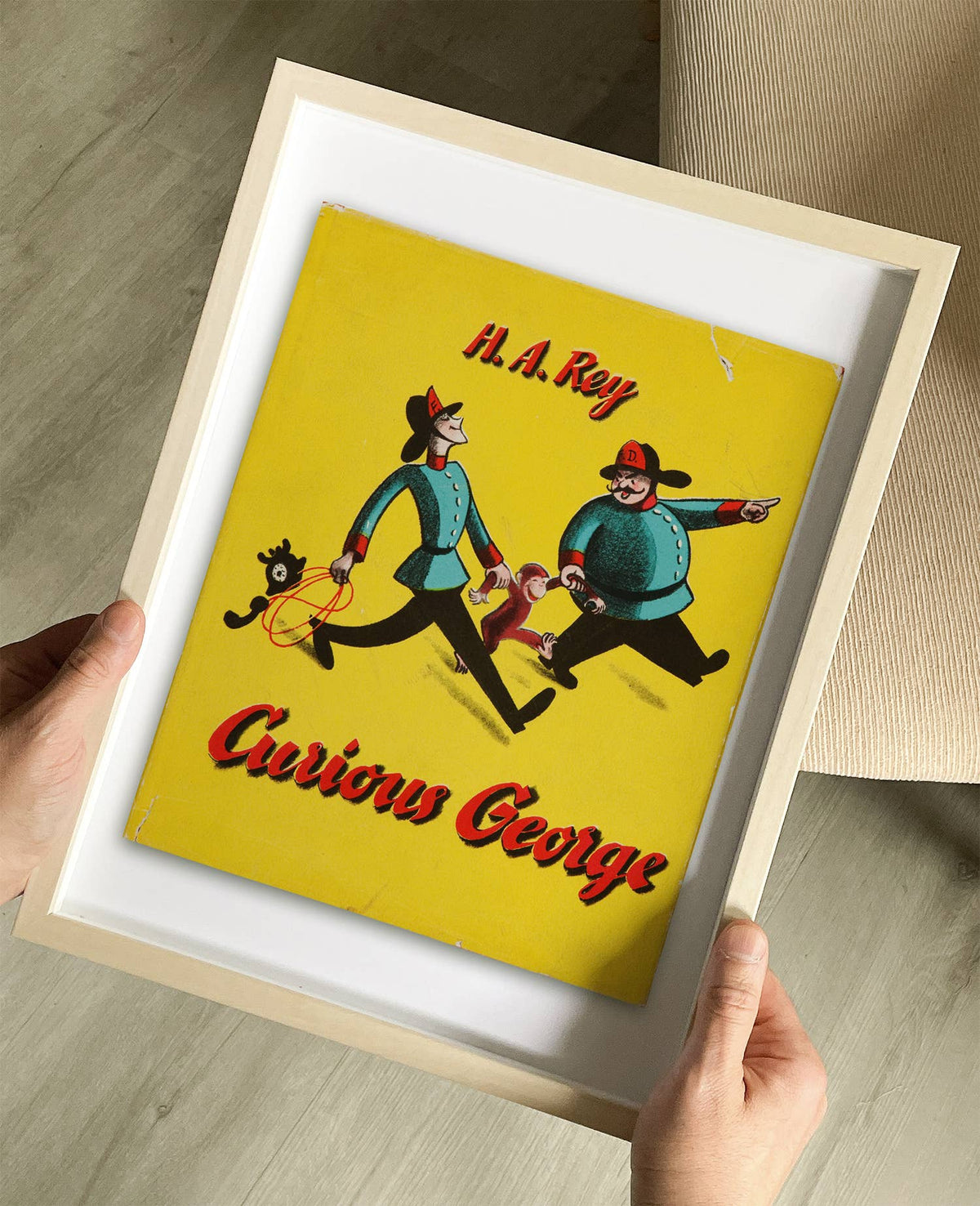 Curious George by H.A Rey Book Cover Print: Maple Frame / 11×14"