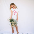 FLOWER MARKET GIRL | Kids Tee: Peach / 18-24M / WHITE