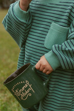Sammy Romper in Thin Green Stripe: 0-6 Months