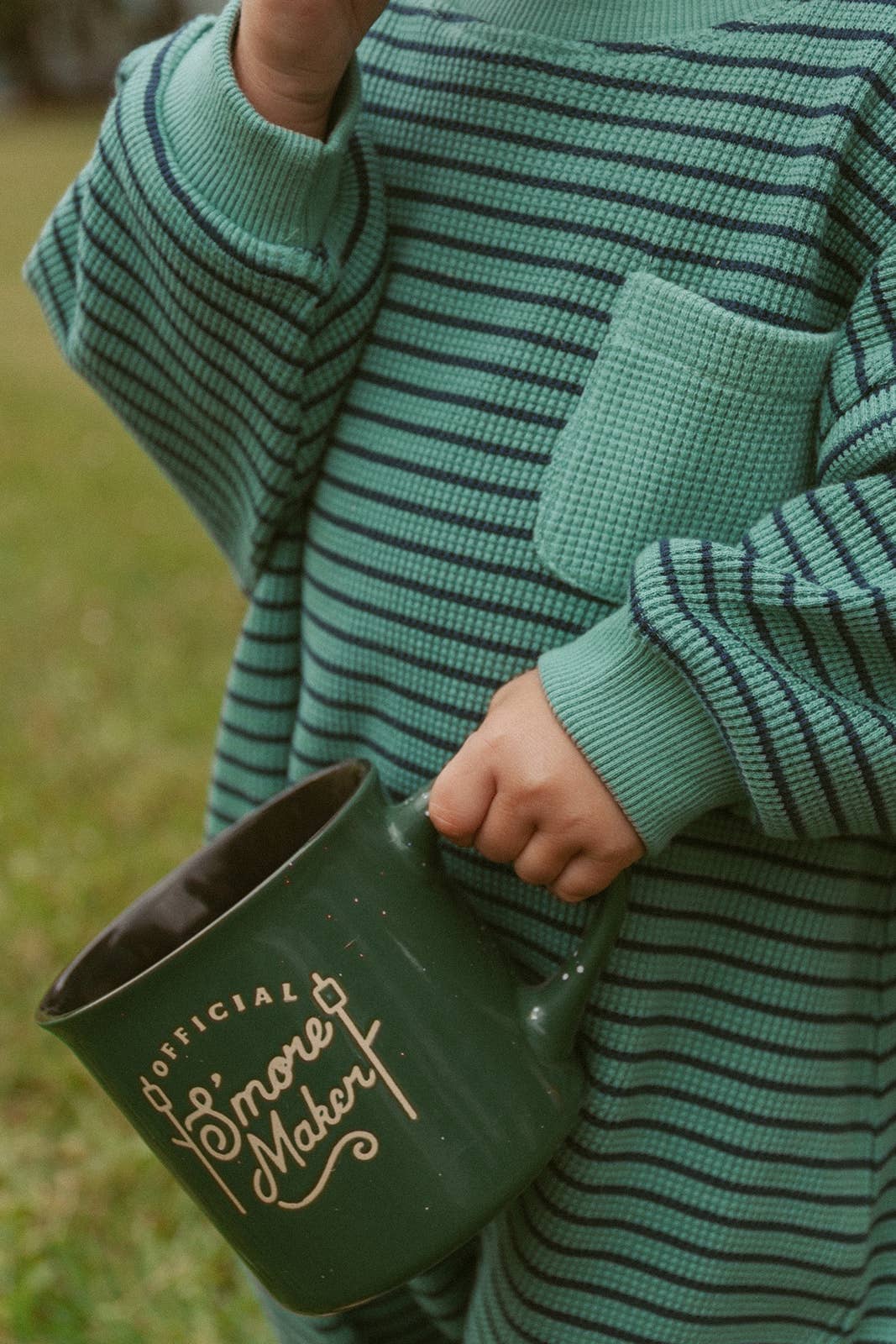 Sammy Romper in Thin Green Stripe: 0-6 Months