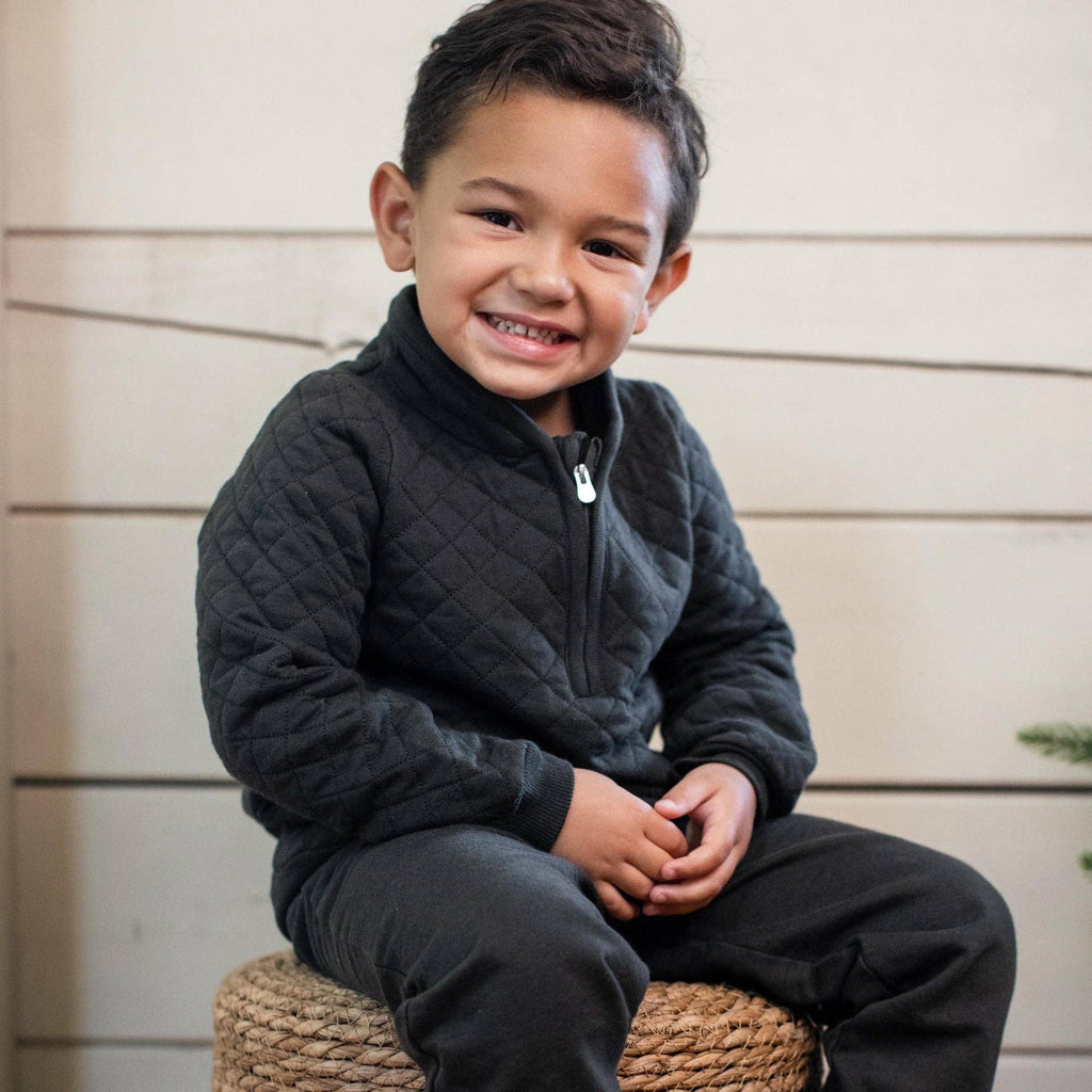 Quilted Organic Cotton Top & Pants Set - Shadow: 3-6M