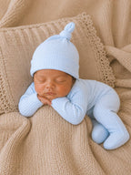 Baby Blue / Ribbed 2-Way Zip Footie: 0 - 3 mo.