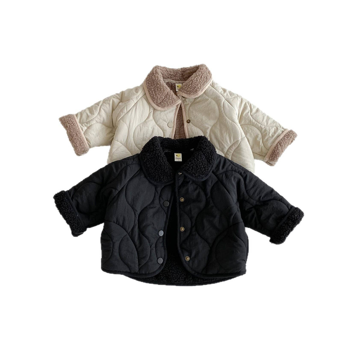 Quilted Baby Jacket with Cozy Collar: Black / 2
