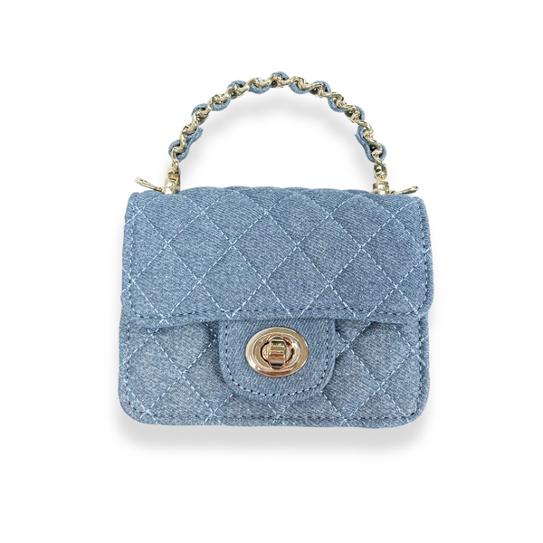B1382 Sparkly Denim Quilted Purse (3 Colors): Dark Blue