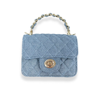 B1382 Sparkly Denim Quilted Purse (3 Colors): Black