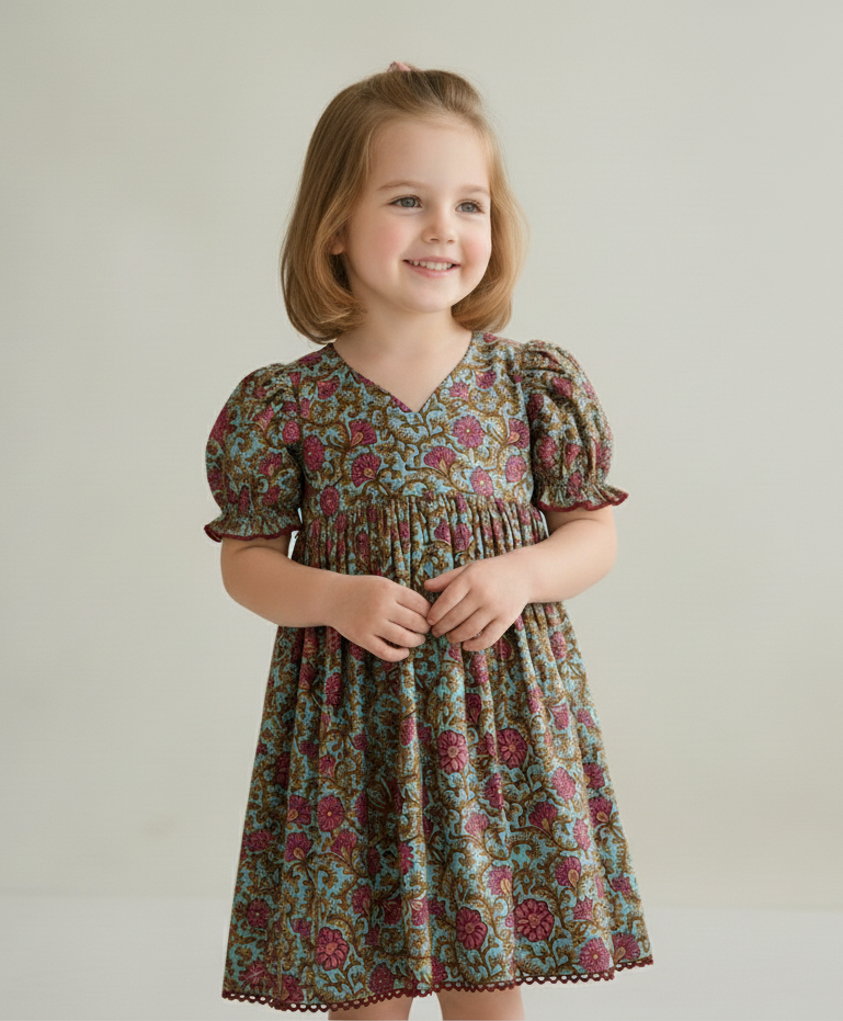 Alisha Swing Dress Turquoise — Cotton Girls Dress | Infant to Tween 0-13 Years: 3 Years