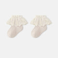 MyKids-USA® Baby Kids Girls Breathable Lace Trim Vintage Socks: Beige / S (0-1Y)