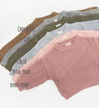 Baby Chunky Knit Braided Sweater | Pastels: Fog / 3-6 months