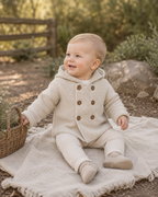 Hooded Double Button Baby Coat Jacket (Organic) 4 Colors: Stone / 6-12M