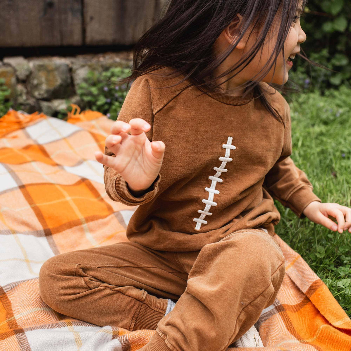 Acid Wash Football Toddler Sweatshirt Set: Hunter / 2 Toddler