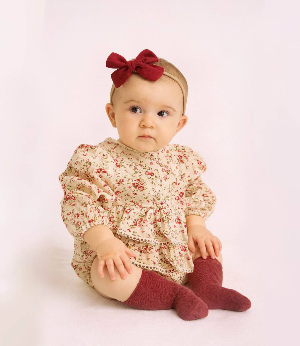 Bella Floral Romper: 2pc set (romper+bow) / 18-24 months