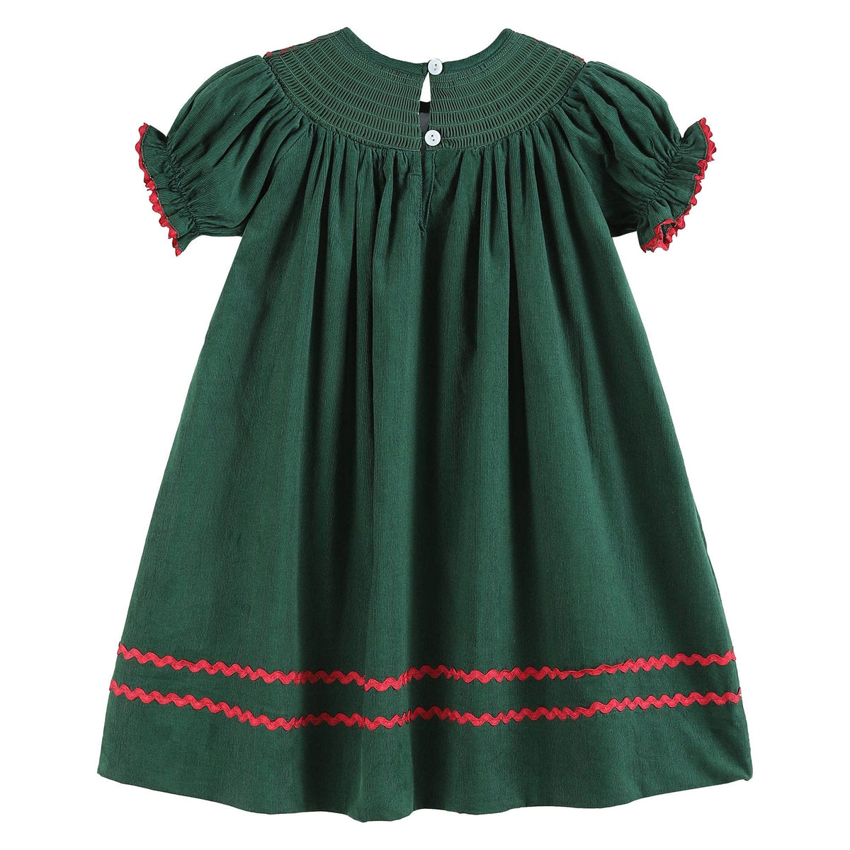 Green Christmas Mistletoe Smocked Bishop Dress: 18-24M