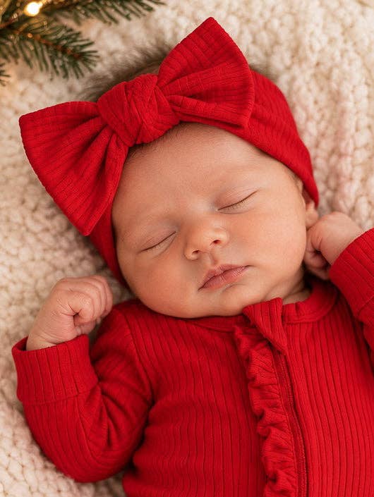 Red / Ribbed Bow: 0 - 6 mo.