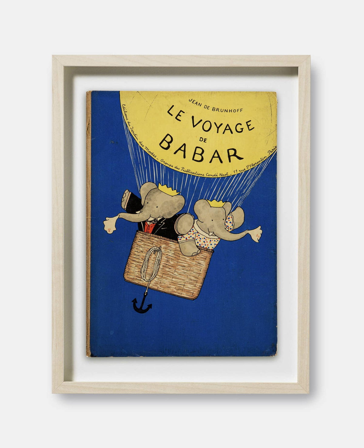 Le Voyage de Babar by Jean de Brunchoff Book Cover Print: Maple Frame / 11×14"