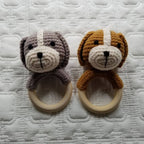 Cotton Knit Dog Rattle - Handmade: Grey