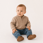 Quarter Zip Sweater Sand - Infant: 9-12M