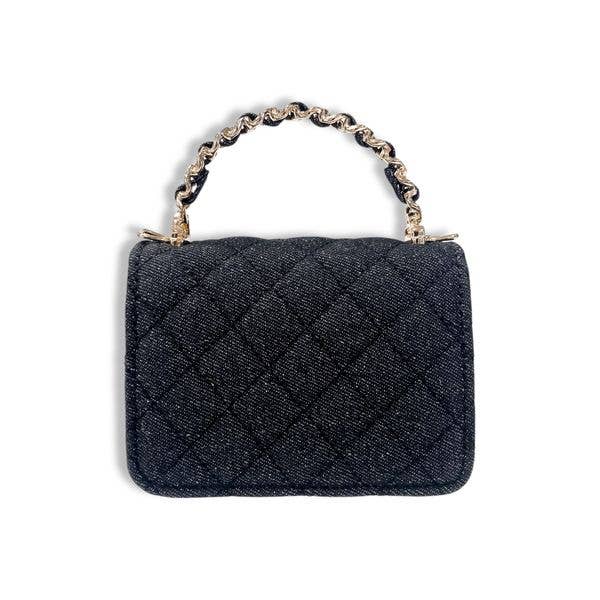 B1382 Sparkly Denim Quilted Purse (3 Colors): Light Blue