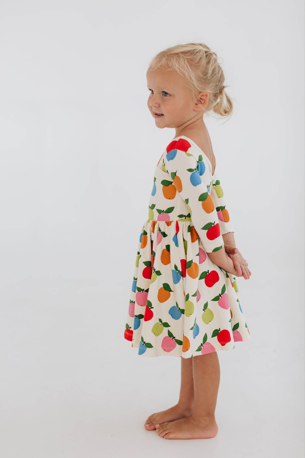 3/4 Sleeve Twirl Dress in Colorful Apples: Apples / 4