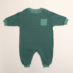 Sammy Romper in Thin Green Stripe: 0-6 Months