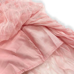 Wavy Mesh Midi Skirt: Pink