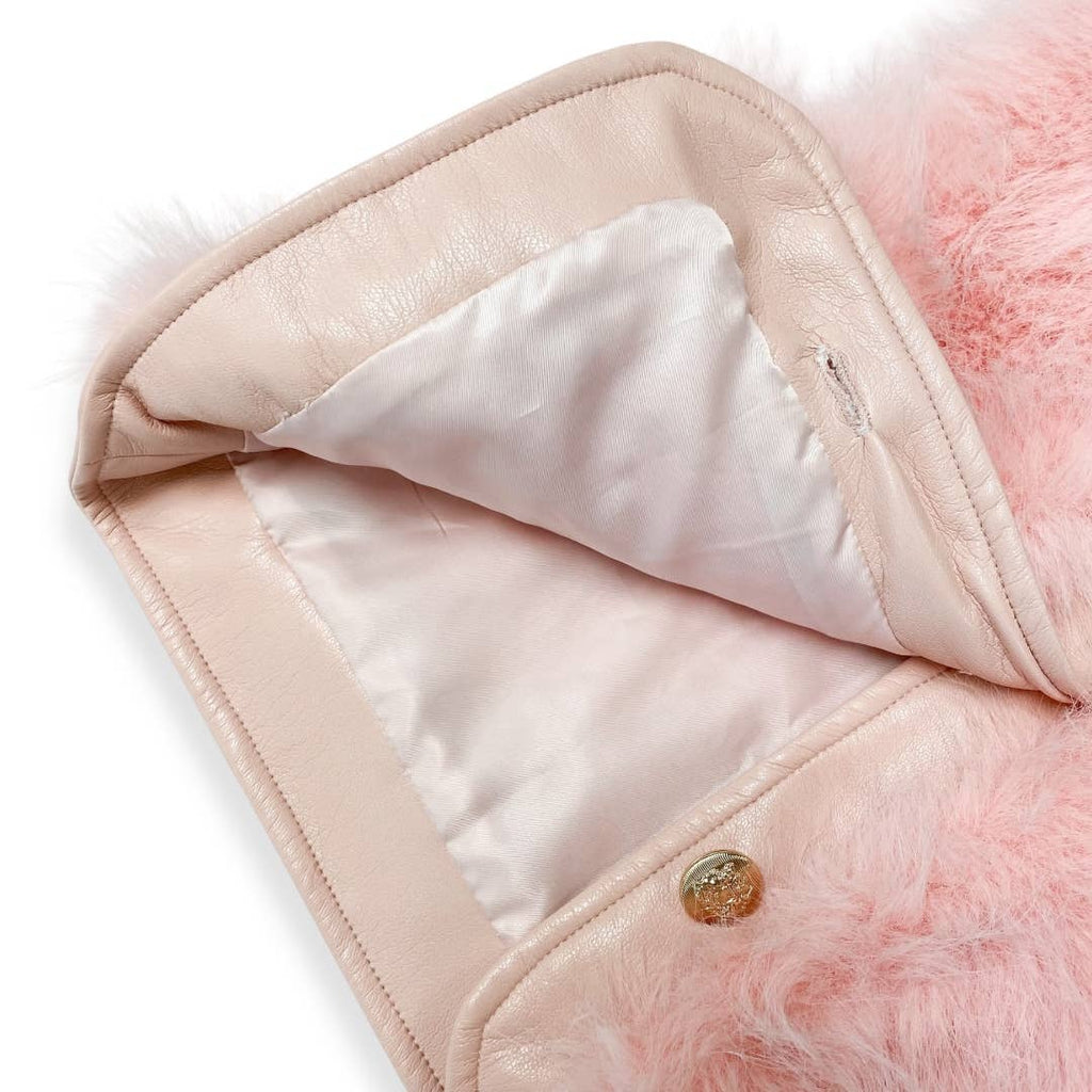 17119 Leather Trimmed Faux Fur Vest PINK / 3T
