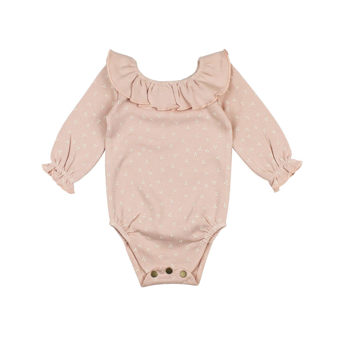 Rosewater Dots | Organic Ruffle Neck Bodysuit: 3-6m