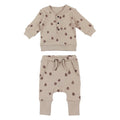 Oatmeal Pinecone | Organic Henley Sweatshirt & Jogger Set: 9-12m
