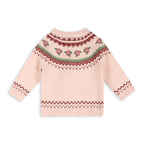 Lily Floral Fair Isle Knit Baby Cardigan (Organic Cotton): Sweet Pink / 2-3T