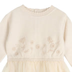 Clara Floral Knit Baby Tutu Dress (Organic Cotton): Ecru / 6-12M