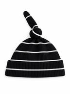 Black/White Stripe / Ribbed Beanie: 0-3M