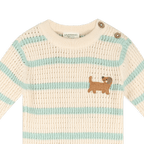 Dog Stripe Textured Knit Baby Jumpsuit (Organic Cotton): Harbor Green Stripe / 3-6M