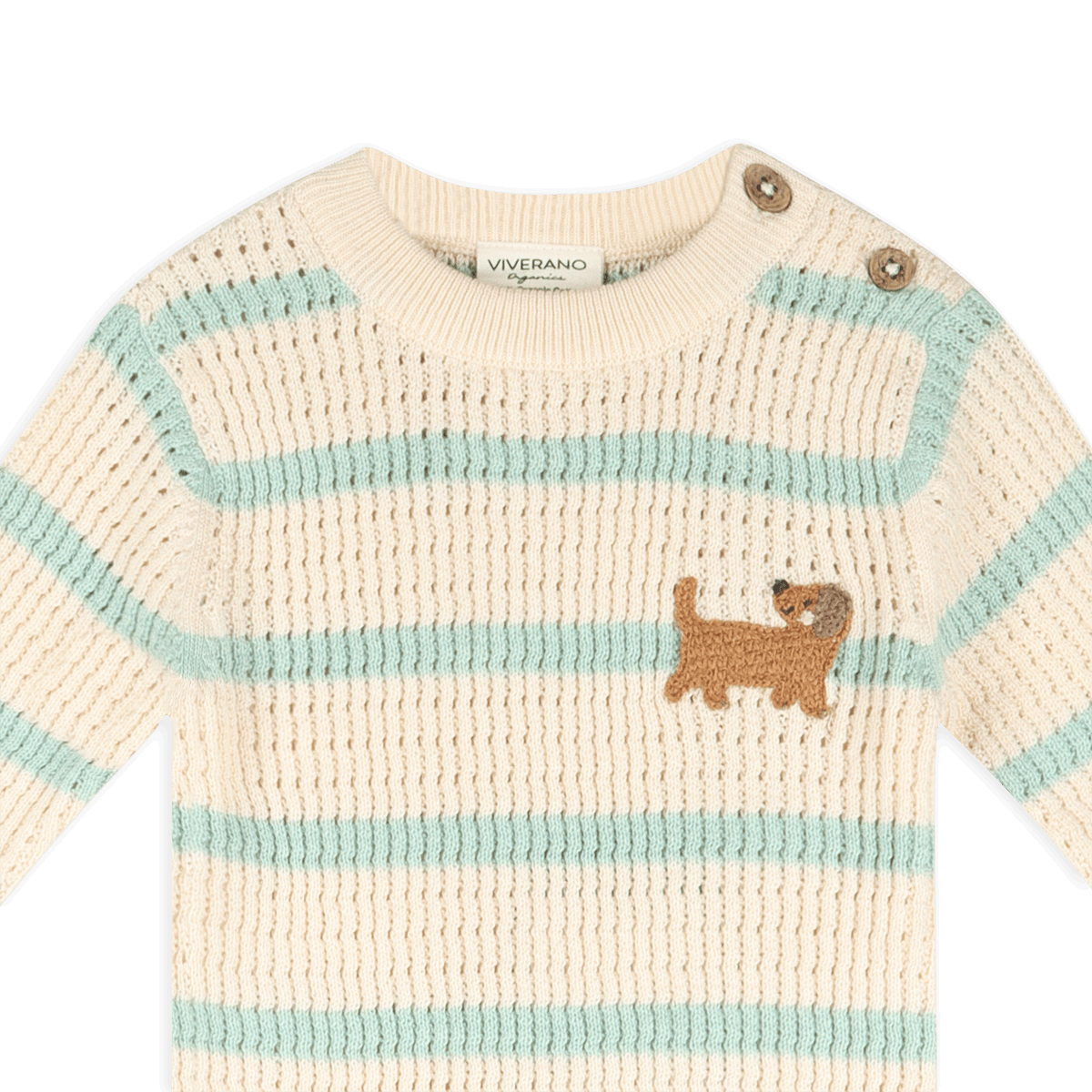 Dog Stripe Textured Knit Baby Jumpsuit (Organic Cotton): Harbor Green Stripe / 3-6M