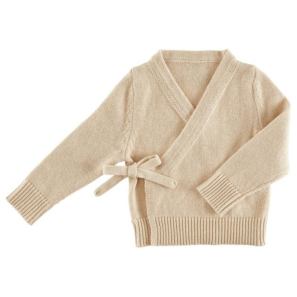 Two-Piece Knit Wrap Set - Oat: 100 % Cotton Knit / 3-6M