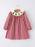 Christmas Embroidered Christmas Tree Plaid Girls Dress: 2