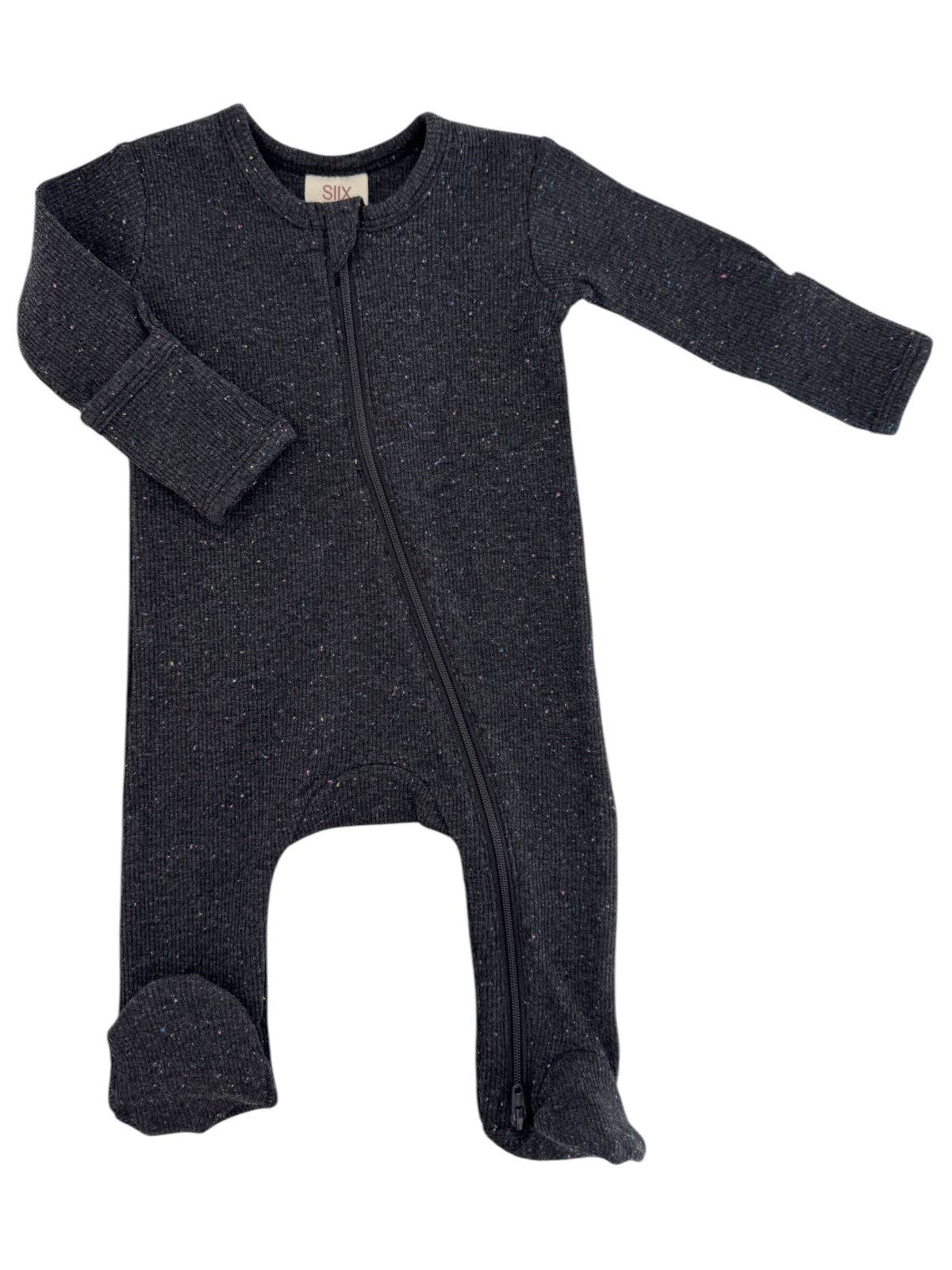 Charcoal Speckle / 2-Way Zip Footie: 3 - 6 mo.