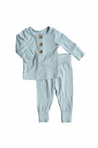 Two-Piece Bamboo Button Top & Bottom | Ocean: 6-12 months