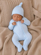 Baby Blue / Ribbed 2-Way Zip Footie: 6 - 9 mo.