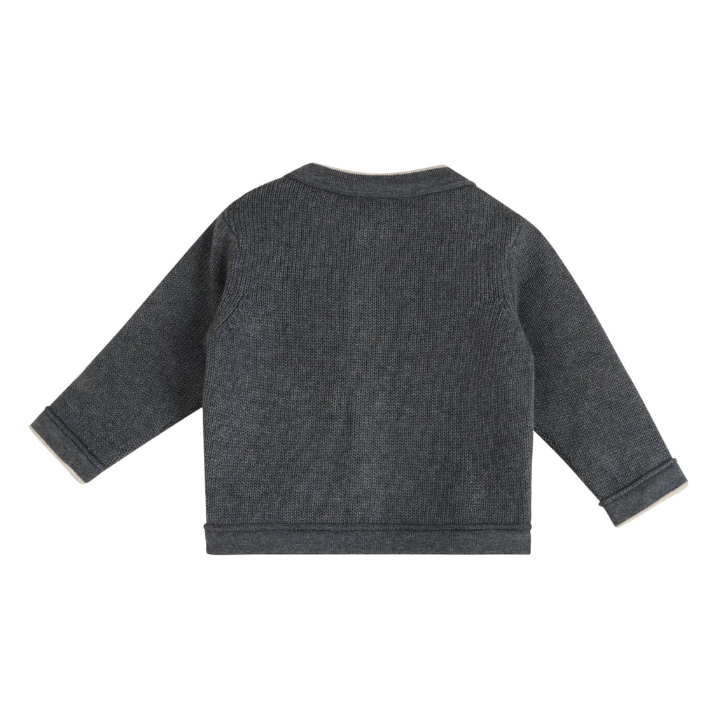 Charles Classic Cable Knit Baby Cardigan (Organic Cotton): Charcoal / 18-24M