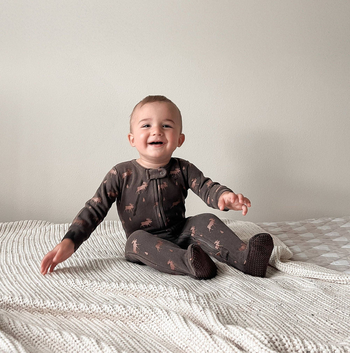Bark Moose | Organic Cozy Zipper Footie: 0-3m