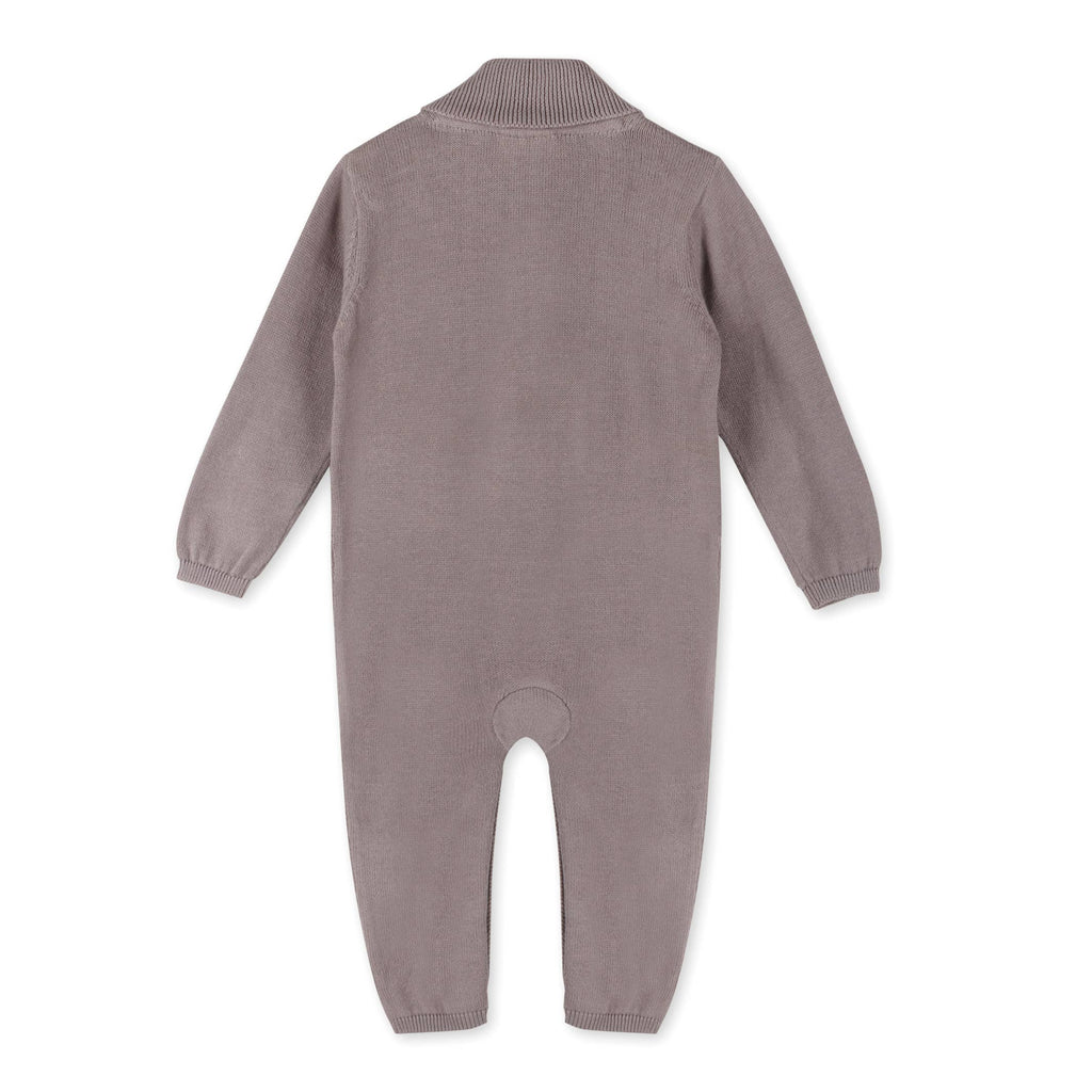 Milan Shawl Sweater Knit Baby Jumpsuit (Organic cotton): Blue / 18-24