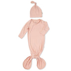 Ali+Oli Bamboo Layette Knotted Gown and Beanie for Newborns: Taupe