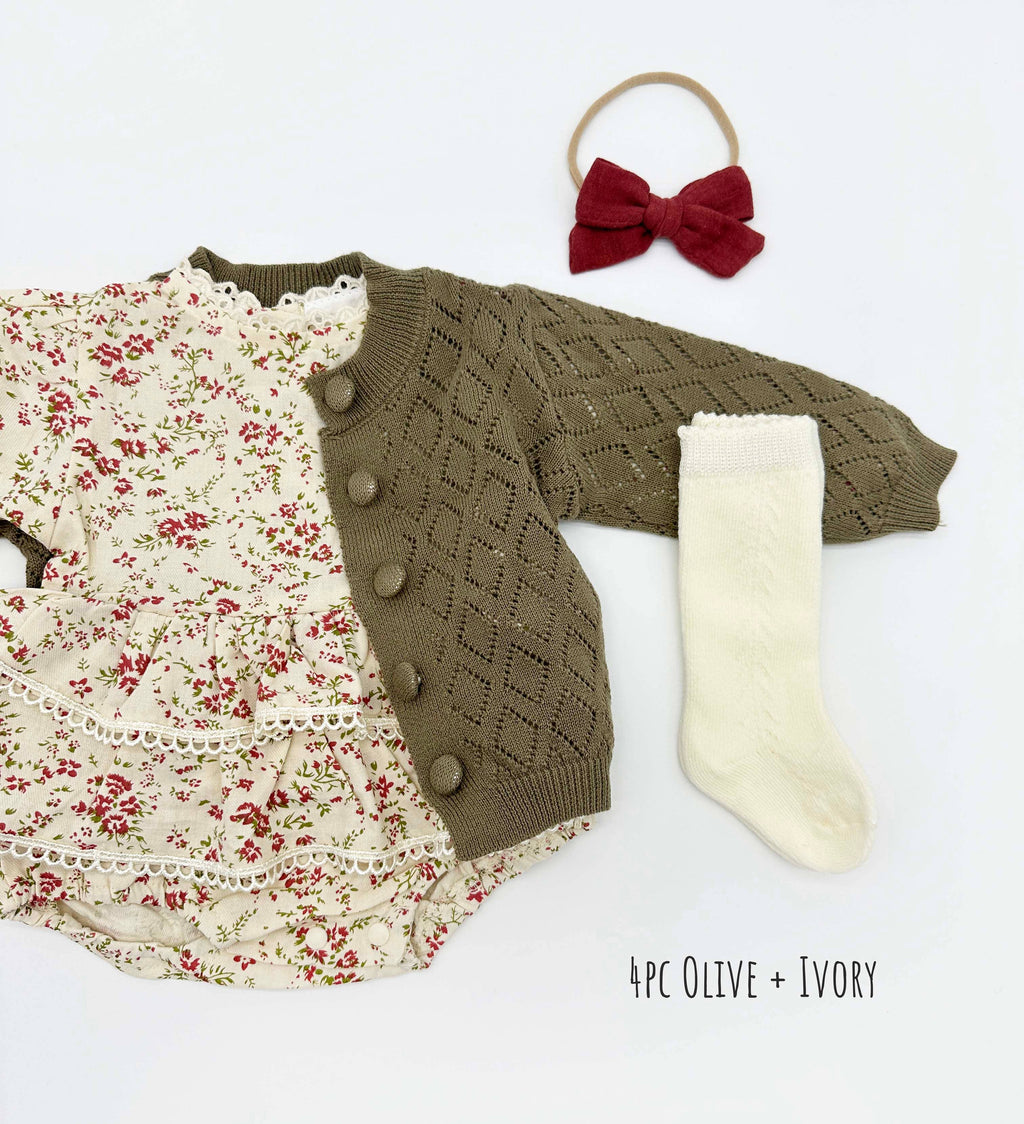 Bella Floral Romper: 2pc set (romper+bow) / 18-24 months
