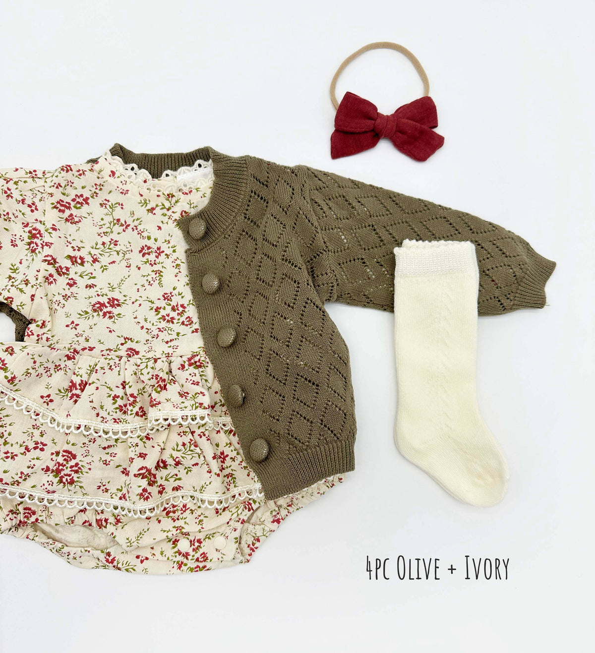 Bella Floral Romper: 2pc set (romper+bow) / 18-24 months