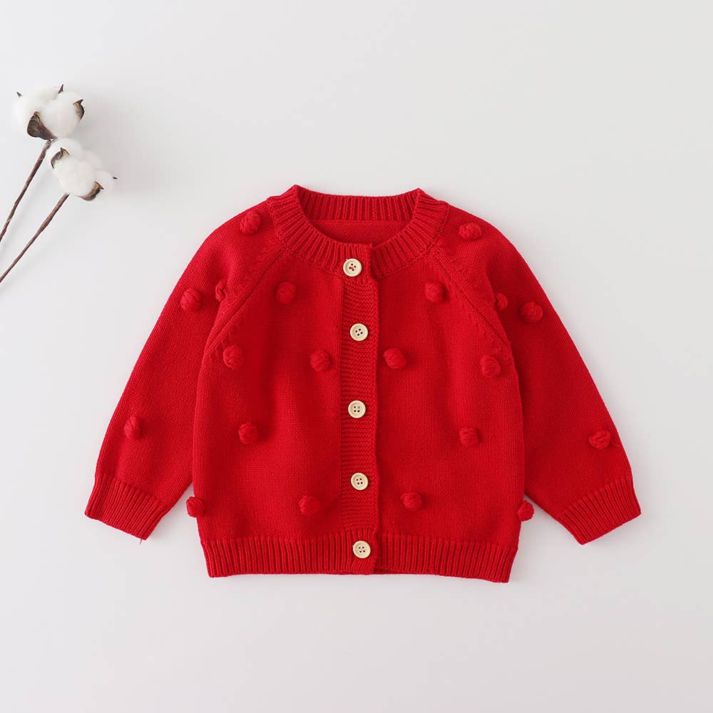 Textured Knit Baby Button Cardigan: White / 3