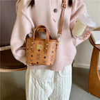 Mini Girls' Bucket Bag with Unique Animal Print: Brown