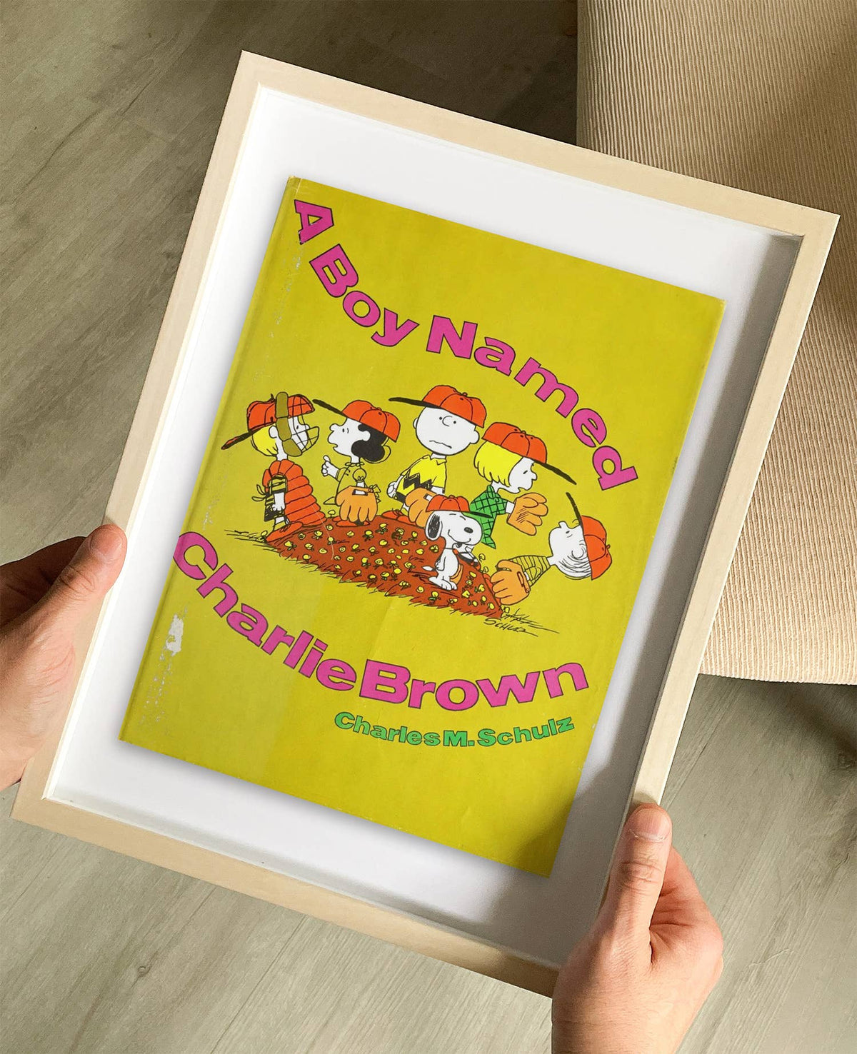 A Boy Named Charlie Brown by Charles Schulz Book Cover Print: Maple Frame / 11×14"