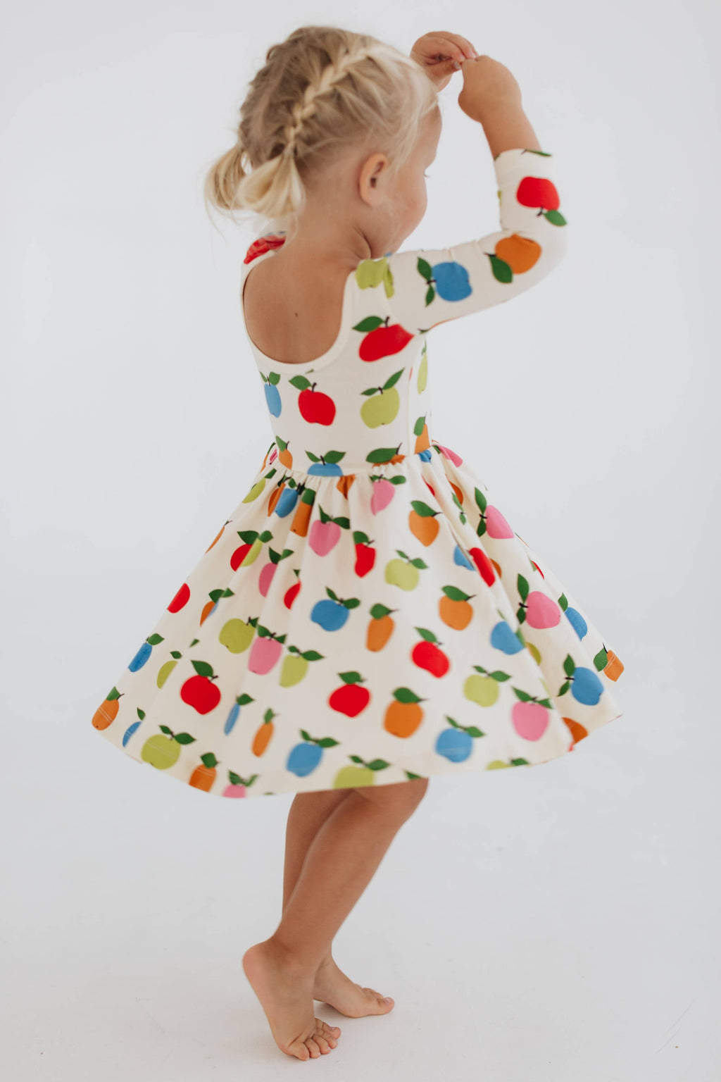 3/4 Sleeve Twirl Dress in Colorful Apples: Apples / 4