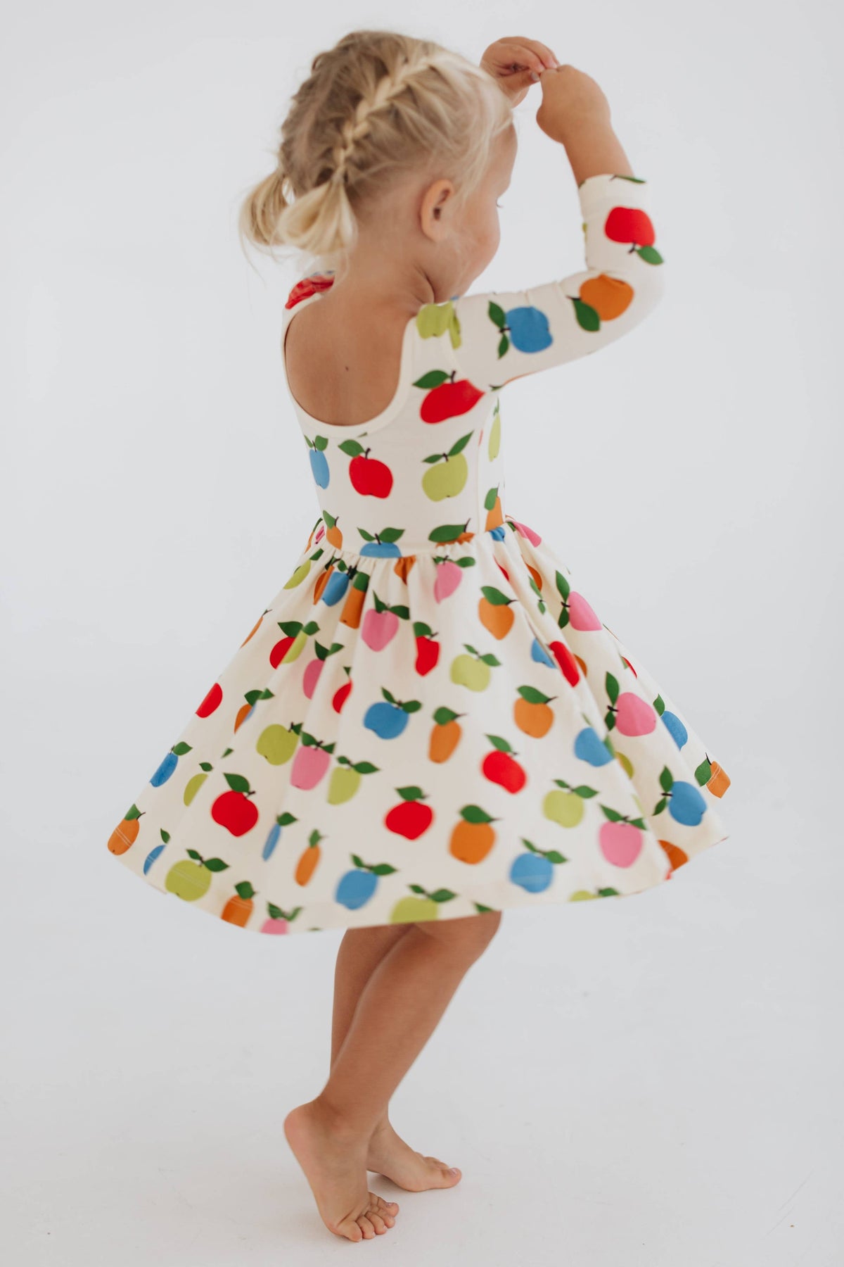3/4 Sleeve Twirl Dress in Colorful Apples: Apples / 5