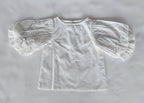 Solid White Color Puff Sleeves Ruffled Top: 9-12 month